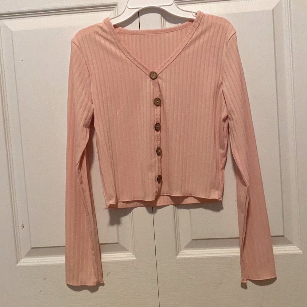 Shein cropped pink shirt